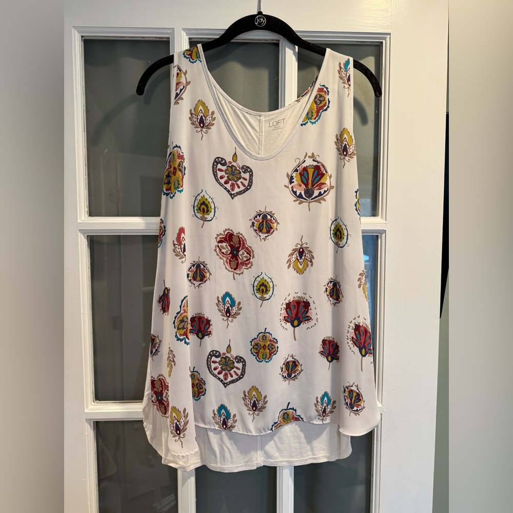 LOFT Multi-Color Patterned Tank Top L